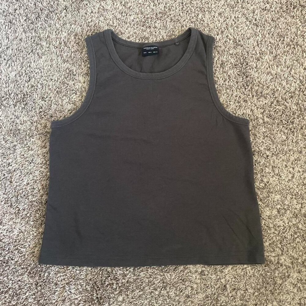 Denim & Flower Ricky Singh Tank Top Dark Brown Large Minimalist Summer
